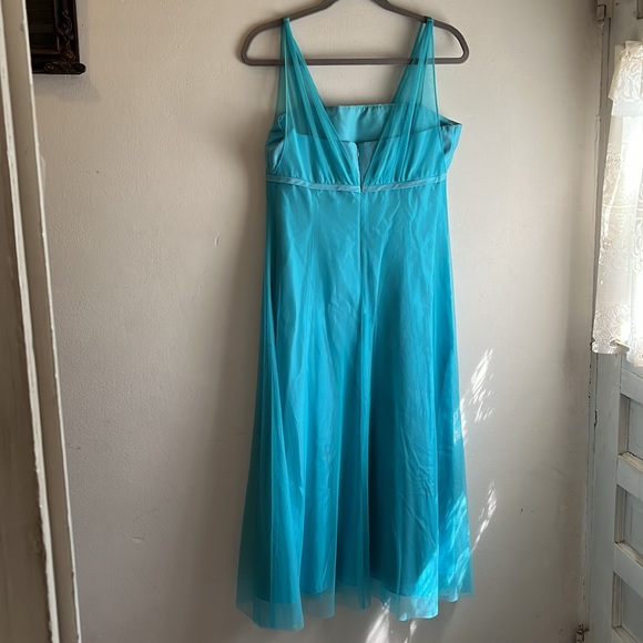 vintage style turquoise dress with netting overlay size 10 - Picture 2 of 4